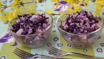 салат-гарнир из краснокочанной капусты и риса