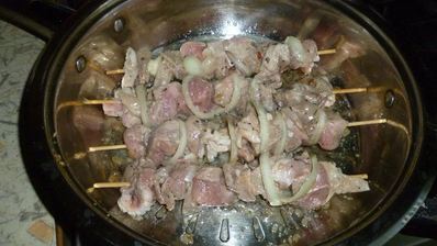 быстрый шашлычок на сковороде