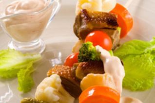 Шашлычки из утки с овощами