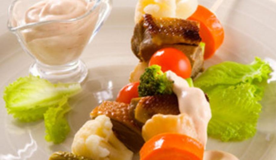Рецепт шашлычков из утки с овощами