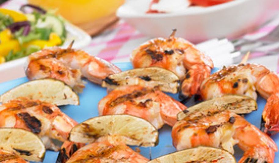Рецепт шашлыка из креветок с лимоном