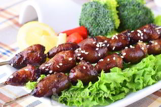 Шашлык из куриных сердечек в духовке