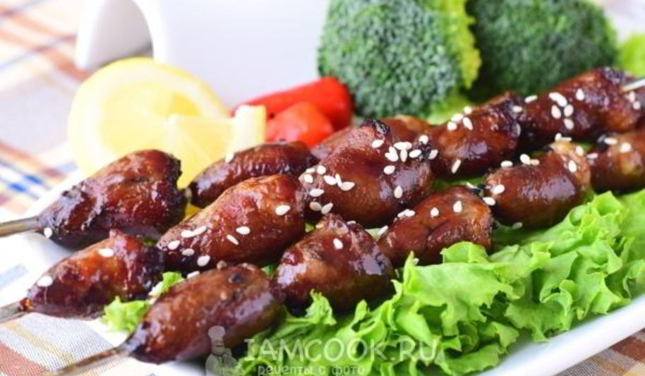 Рецепт шашлыка из куриных сердечек в духовке