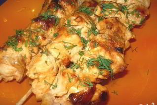 Шашлык из курицы на сковороде