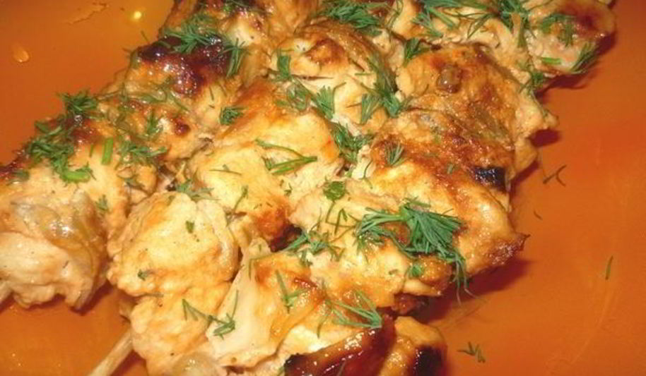 Рецепт шашлыка из курицы на сковороде