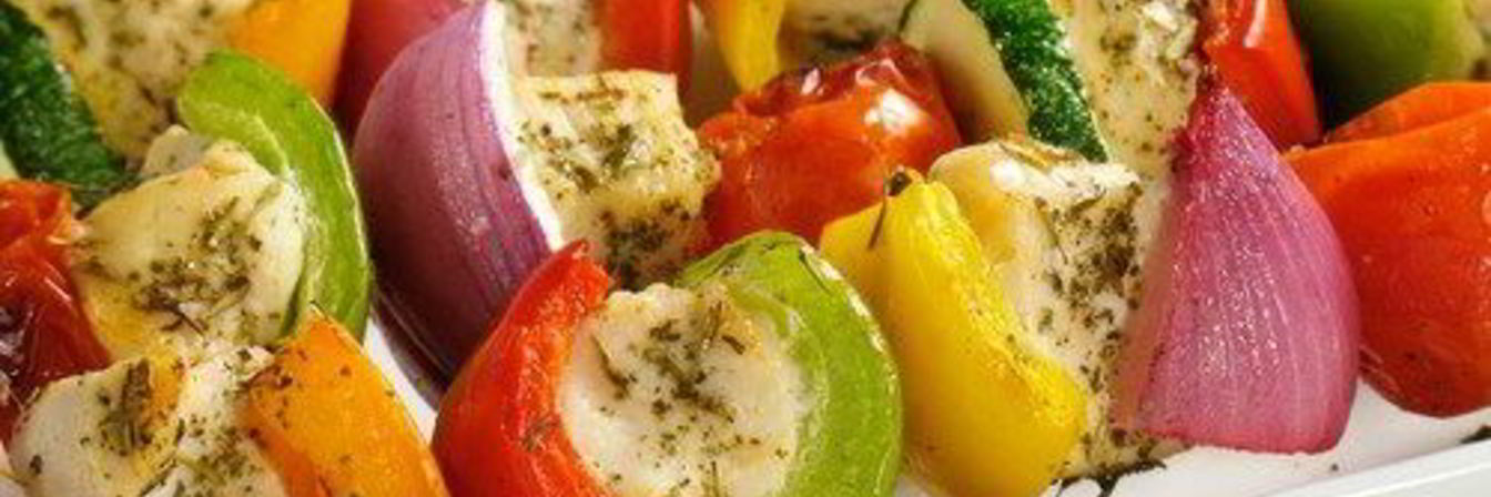 Шашлык из маринованной курицы и цукини