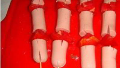 шашлык из сосисок