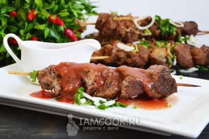 Шашлык в духовке в банке на шпажках