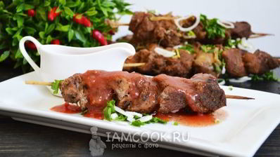 шашлык в духовке в банке на шпажках