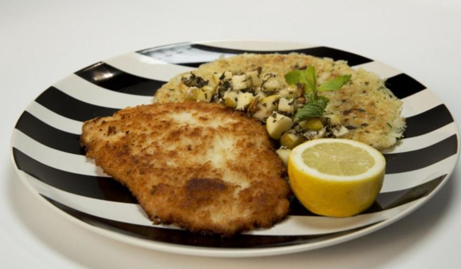 Рецепт куриного шницеля с рисовым драником