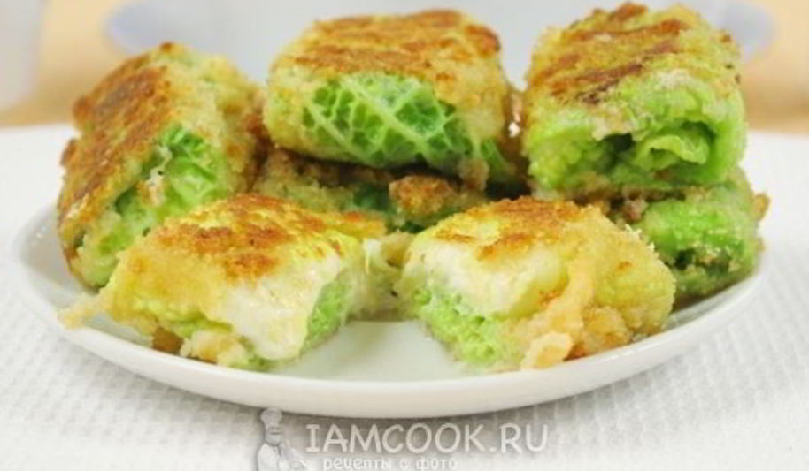 Рецепт шницеля из савойской капусты с сырной начинкой