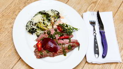 фленк стейк с брокколи