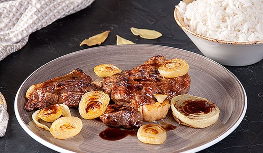 Рецепт стейка из говядины в лимонно-соевом соусе