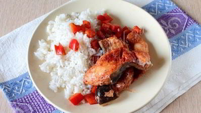 стейки из сома с рисом в мультиварке