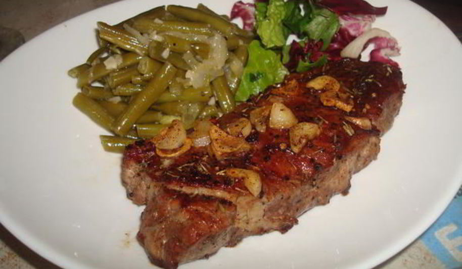 Рецепт стриплойна — стейка с зеленой фасолью