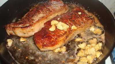 стриплойн — стейк с зеленой фасолью