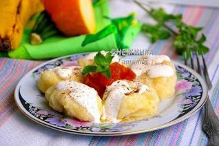 Ленивые вареники с бананом и кабачком