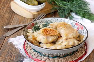 Постные вареники с капустой