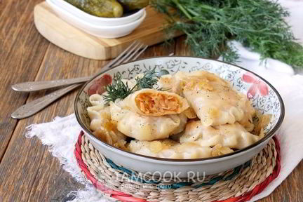 Постные вареники с капустой