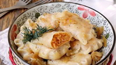 постные вареники с капустой