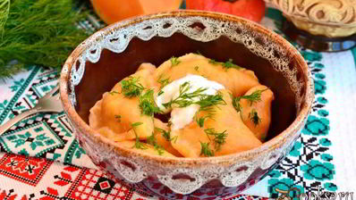 вареники с картофелем из тыквенного теста