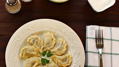 вареники с картошкой и лесными грибами