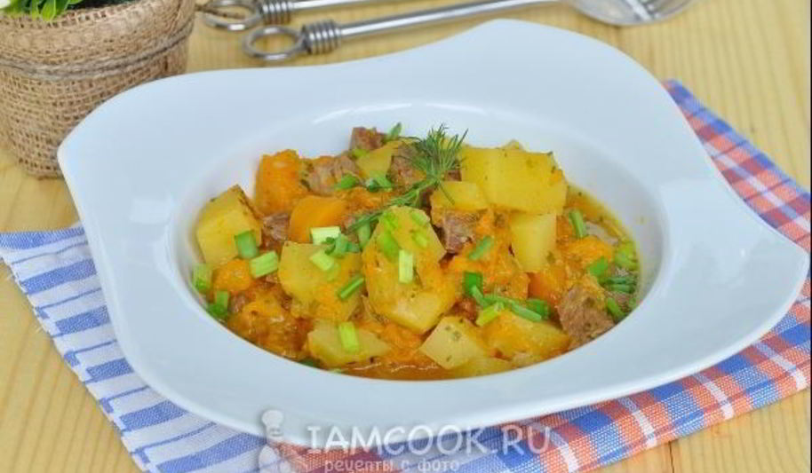 Рецепт домашнего жаркого на пиве с тыквой в мультиварке