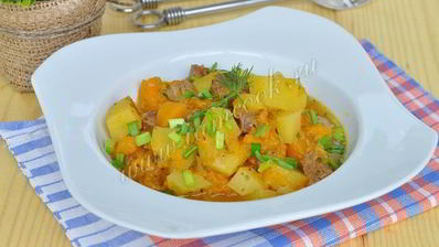 домашнее жаркое на пиве с тыквой в мультиварке