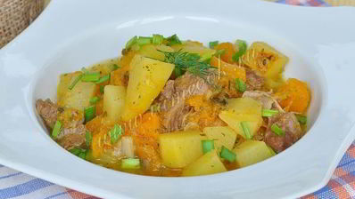 домашнее жаркое на пиве с тыквой в мультиварке