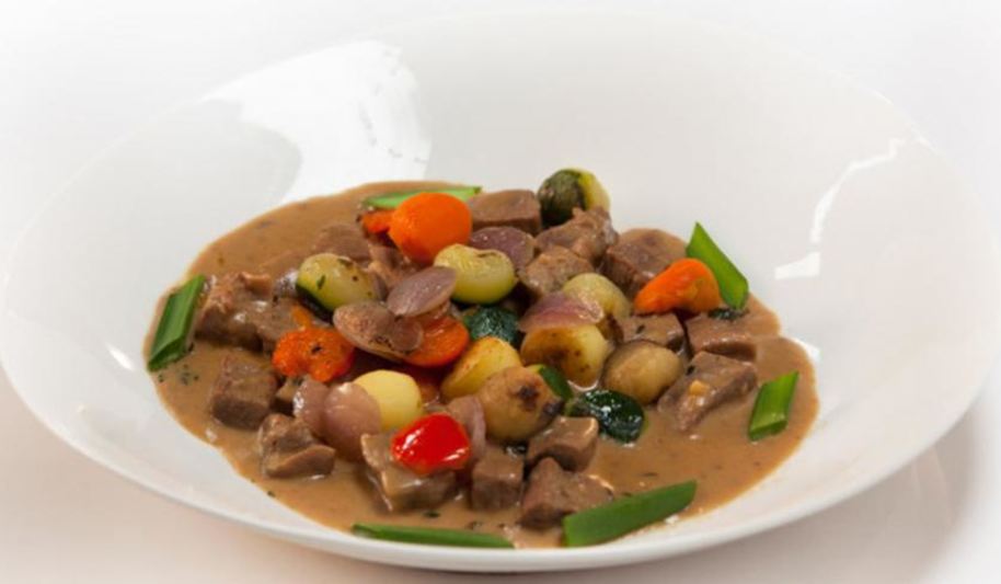 Рецепт жаркого из глазного мускула с глазастыми овощами