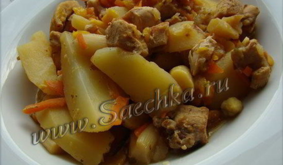 Рецепт жаркого из индейки с овощами в горшочке