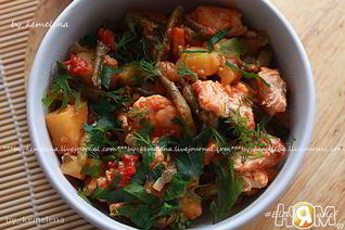 Жаркое из индейки со стручковой фасолью