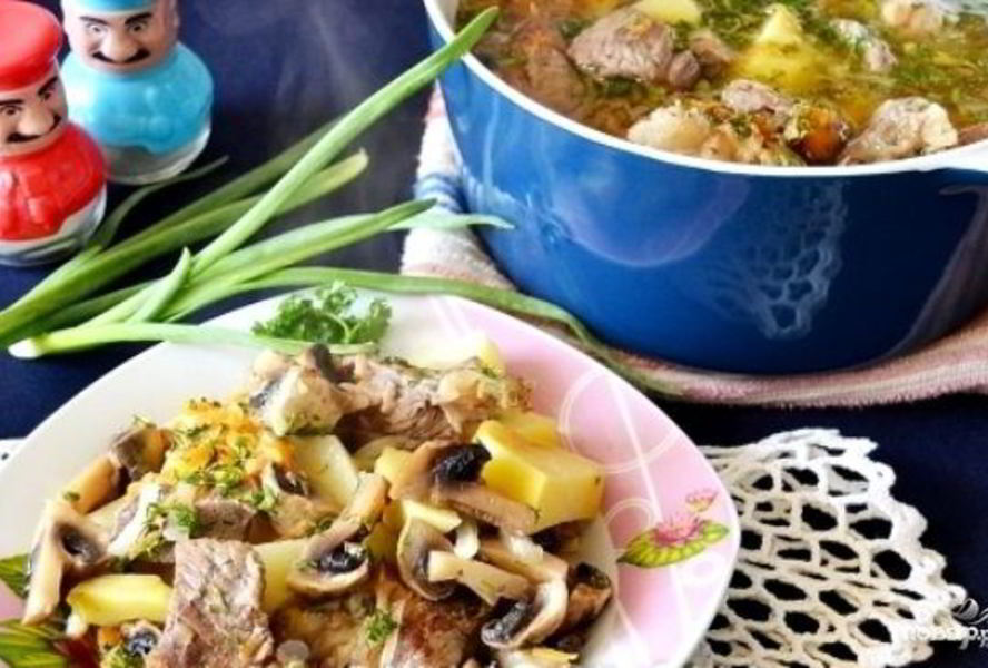 Жаркое из свинины с картофелем и грибами