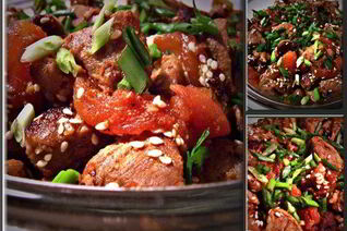 Жаркое из свинины со сладким перцем и помидорами