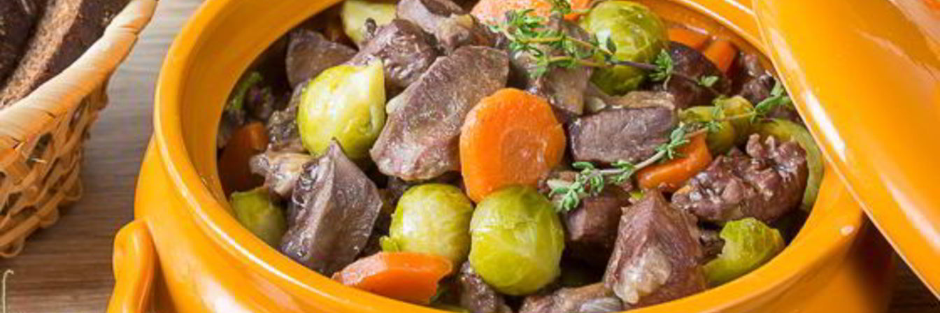 Жаркое из свиного сердца с брюссельской капустой