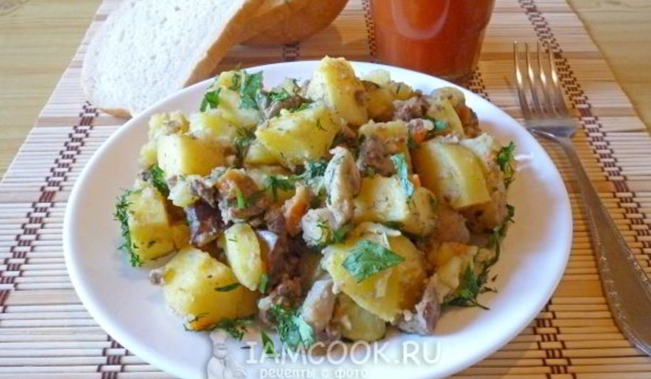 Рецепт жаркого с грибами и печенью