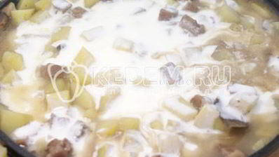 жаркое с грибами и сметаной