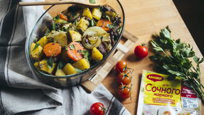 жаркое с куриными сердечками