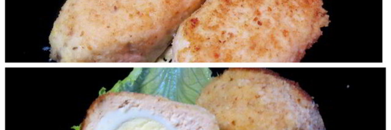 Куриные зразы с яйцом и луком и Шотландское яйцо