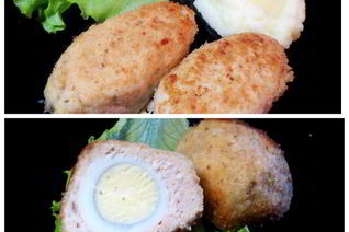 Куриные зразы с яйцом и луком и Шотландское яйцо