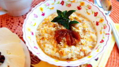 быстрая каша с тыквой и сухофруктами