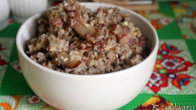 ароматная гречка с копченой грудинкой