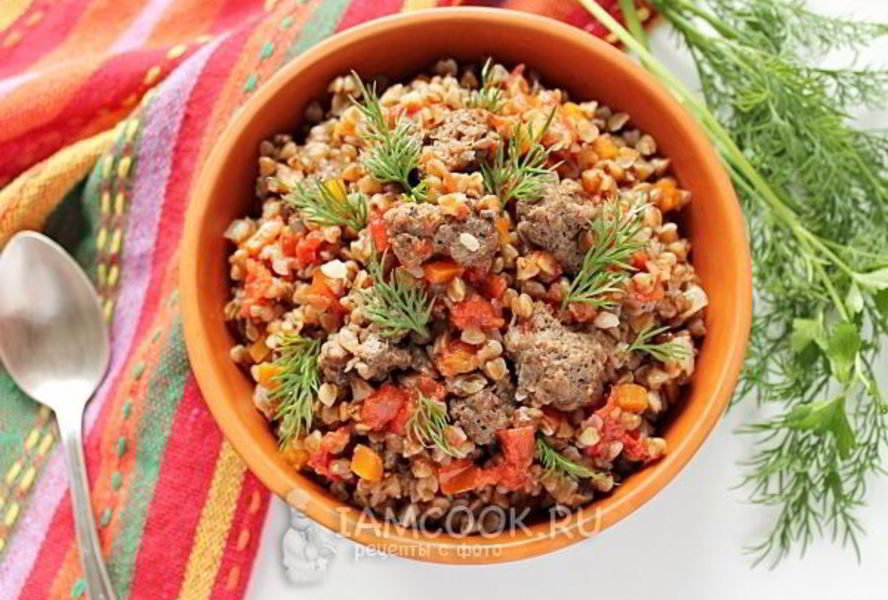 Гречка по-купечески с фаршем в мультиварке