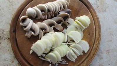 гречка с грибами и отбивной