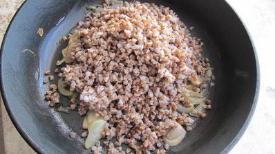 гречка с грибами и отбивной