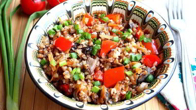 гречка с грибами и овощами в духовке