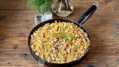 гречка с куриным фаршем