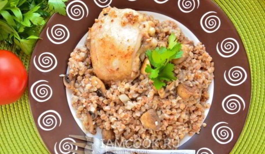 Рецепт гречки с курицей и грибами