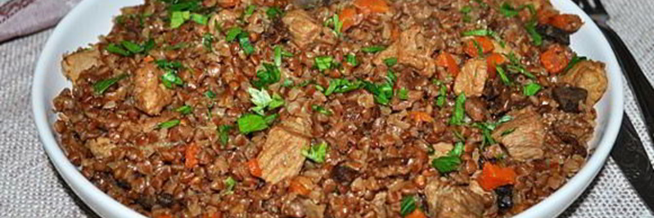 Гречка с мясом и грибами в мультиварке