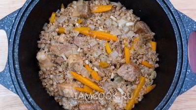 гречка с мясом в казане